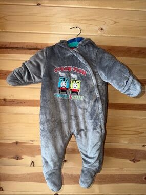 Thomas & Friends Gray Plush Steam Team One-Piece Footed Romper